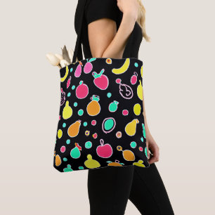 Bolsa Tote Padrão Vívido Neon Fruitoso