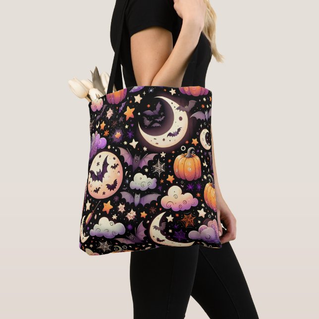 Bolsa Tote Padrão Whimsical Halloween Night Sky (Close Up)