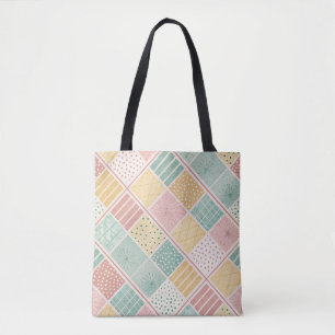 Bolsa Tote Padrão Xadrez Bolinhas Geométrico Moderno de Horte