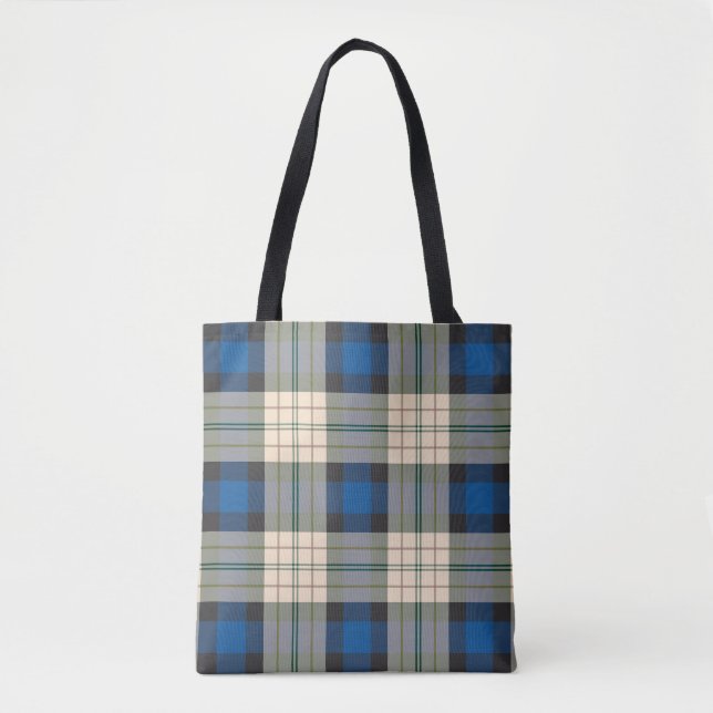 Bolsa Tote Padrão xadrez de Tartan - bege azul tradicional (Frente)