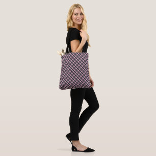 Bolsa Tote Padrão Xadrez Geométrico Rosa