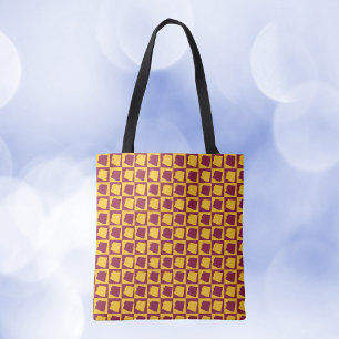 Bolsa Tote Padrão Xadrez Marrom e Dourado do Arizona