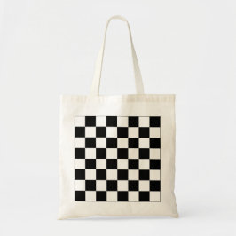 Bolsa Tote Padrão Xadrez Preto e Branco