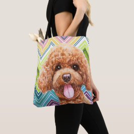 Bolsa Tote Padrão Zigzag Colorido de Poodle Cute