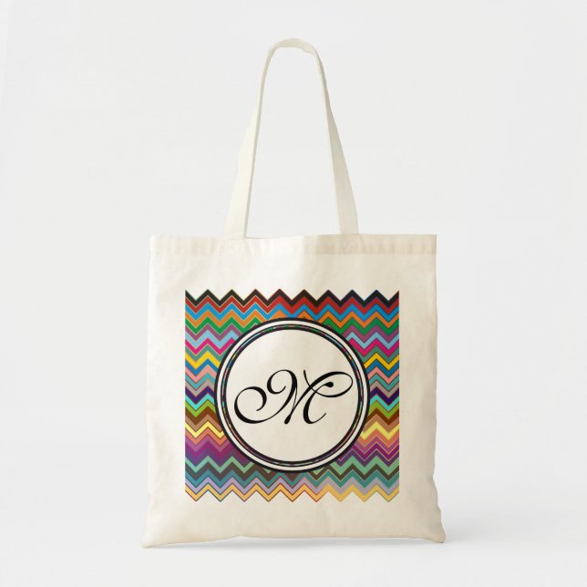 Bolsa Tote Padrão ZIGZAG - colorido + monograma (Frente)
