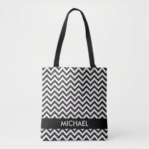 Bolsa Tote Padrão ZIGZAG - preto + seu histórico e suas ideia
