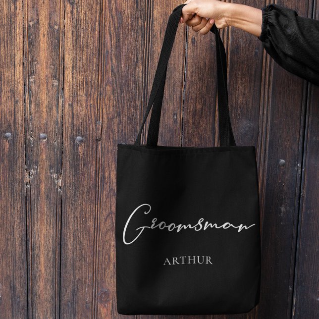 Bolsa Tote Padrinho Personalizado Casamento Minimalista Chic (Criador carregado)