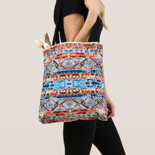 Bolsa Tote Padrões aztecas femininos coloridos fofos