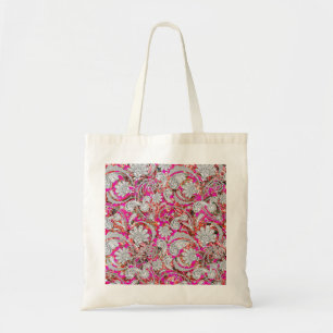 Bolsa Tote padrões brancos cor-de-rosa