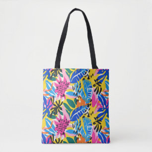 Bolsa Tote Padrões coloridos de folha de Abstrato tropical vi