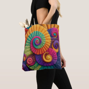 Bolsa Tote Padrões de Abstrato espiral vibrantes