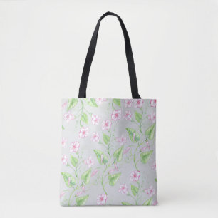 Bolsa Tote Padrões de Aquarela Lindos Flores Rosa  