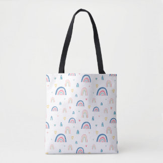 Bolsa Tote Padrões de Arcos-Chuvoso e Corações Bonitos