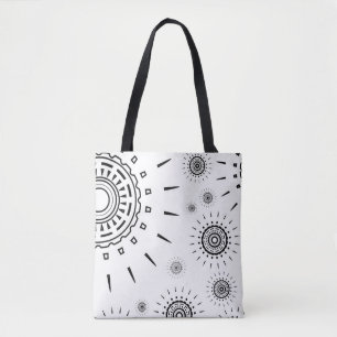 Bolsa Tote Padrões de explosão pretos em branco
