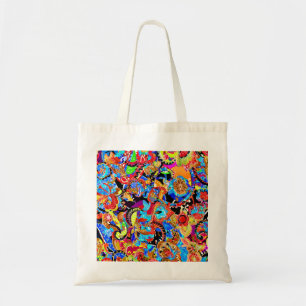 Bolsa Tote Padrões de flores artísticas coloridas fofas