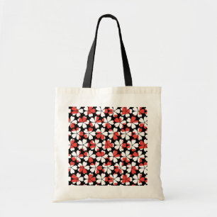Bolsa Tote Padrões de flores brancas vermelhas fofas
