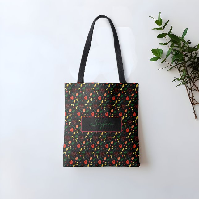 Bolsa Tote Padrões de flores silvestres, papoila-negra (Criador carregado)