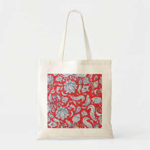 Bolsa Tote Padrões de flores vintage vermelhas fofas