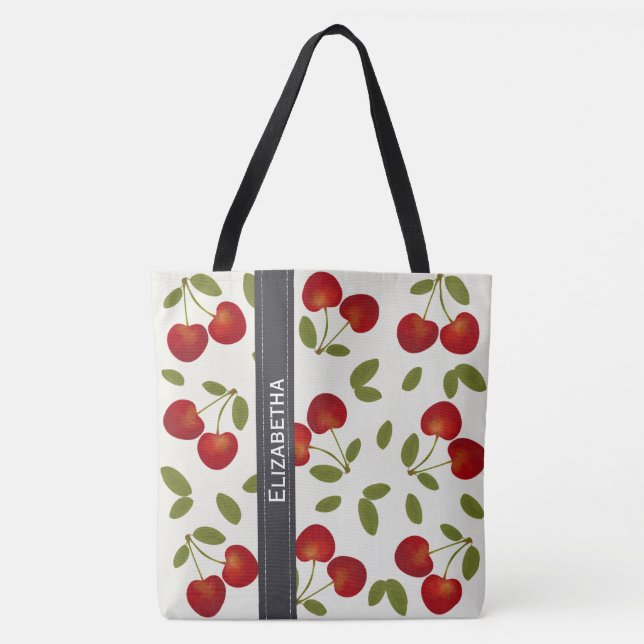 Bolsa Tote padrões de fruta de cerejas vermelhas (Frente)