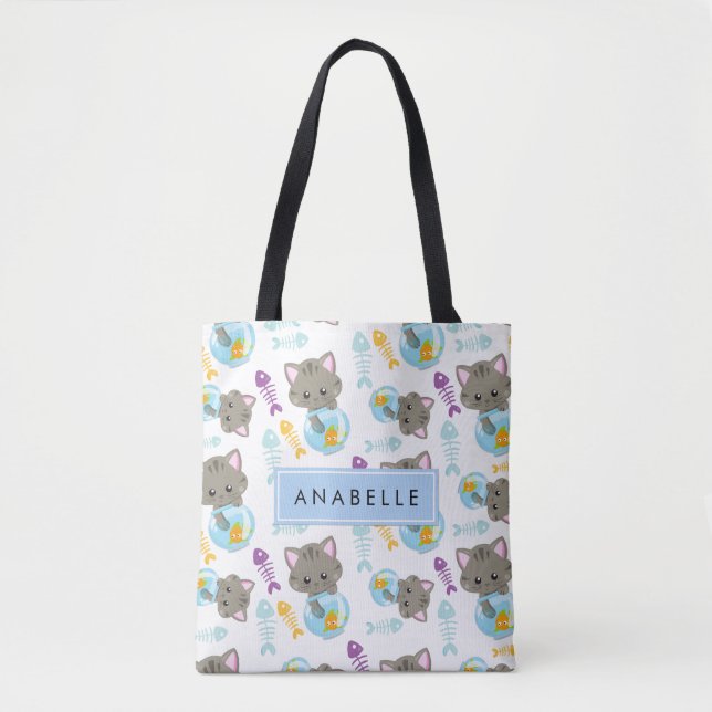 Bolsa Tote Padrões De Gatos, Gatos Frescos, Gatinhos, Seu Nom (Frente)