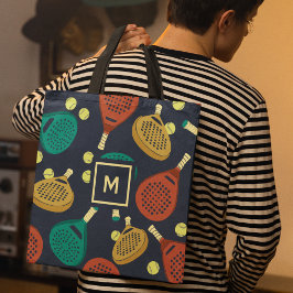 Bolsa Tote Padrões de Padel com Padrão Inicial