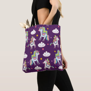 Bolsa Tote Padrões do Cavalo Mágico Funny Unicorn