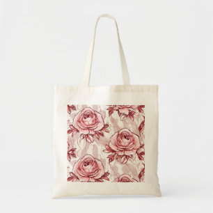 Bolsa Tote Padrões Florais de Rosas Rosa