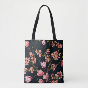 Bolsa Tote Padrões florais sem costura, com desenho manual