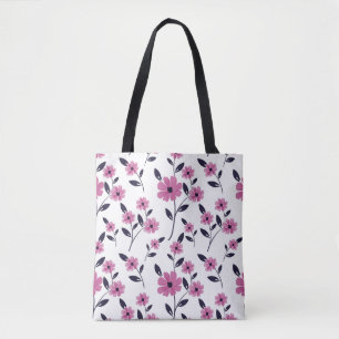Bolsa Tote Padrões florais sem costura, desenhados à mão