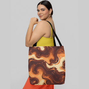 Bolsa Tote padrões giratórios de abstrato em tons castanhos