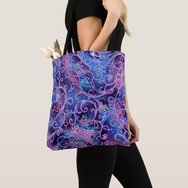 Bolsa Tote Padrões Giratórios de Enfeites de Contas de Vidro (Close Up)