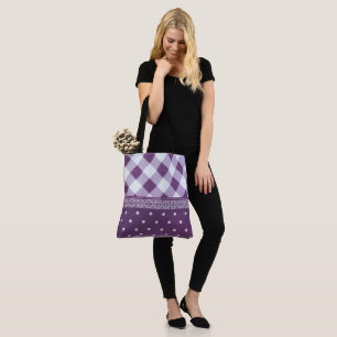 Bolsa Tote Padrões sem costura de Damask Purple