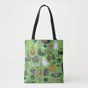 Bolsa Tote Padrões sem costura, desenhados à mão, com uma