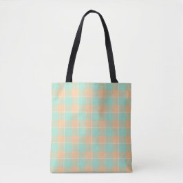 Bolsa Tote Padua Green and Corvette Peach Plaid