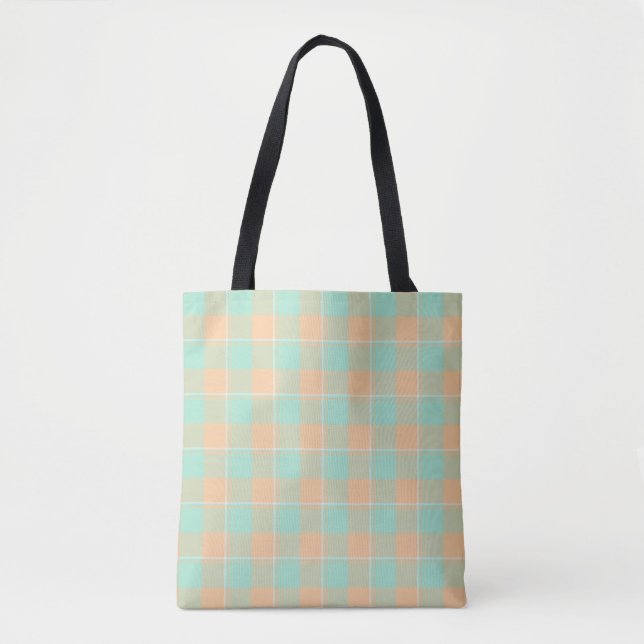 Bolsa Tote Padua Green and Corvette Peach Plaid (Frente)