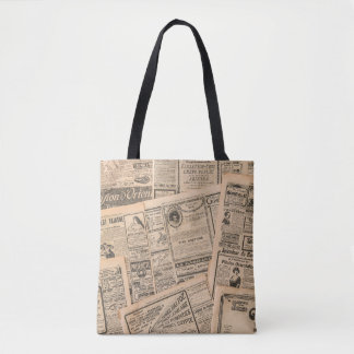 Bolsa Tote Páginas de jornais com publicidade antiga. Vintage