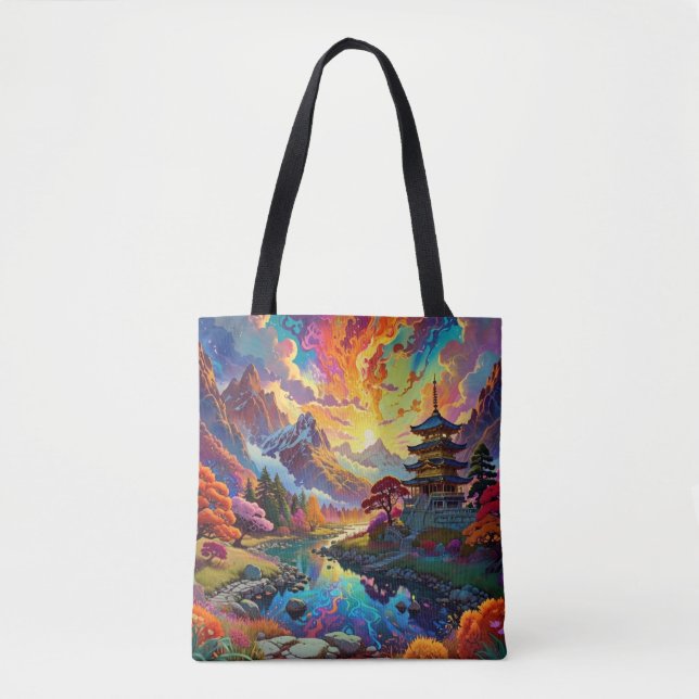 Bolsa Tote Pagoda and Coloured Landscape (Frente)