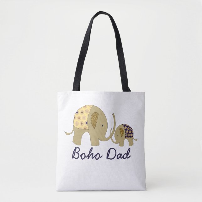 Bolsa Tote Pai Boho, Elefante Dourado (Frente)
