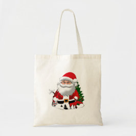 Bolsa Tote Pai Claus com uma Reindeer