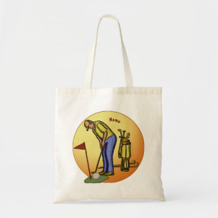 Bolsa Tote Pai da Bandeira de Golfe Jogando Golfe