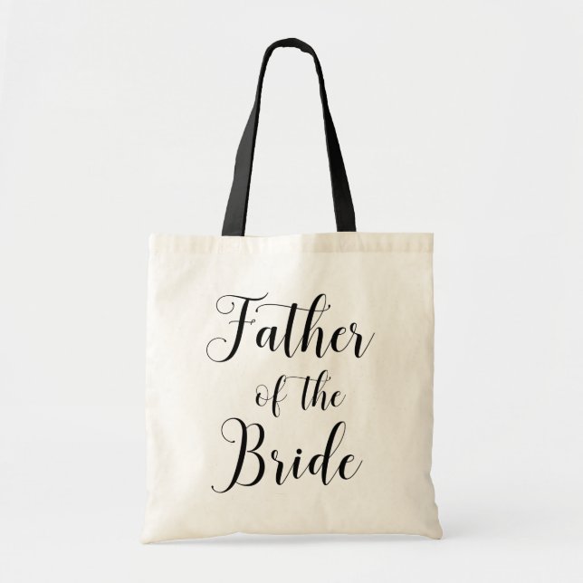 Bolsa Tote Pai da noiva. Saco de casamento preto e branco (Frente)