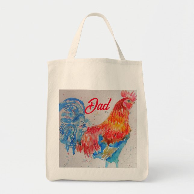 Bolsa Tote Pai de Dia de os pais de Pintura de Aquarela Red R (Frente)