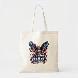Bolsa Tote Pai de Hockey no Gelo Retro Bandeira Americana de