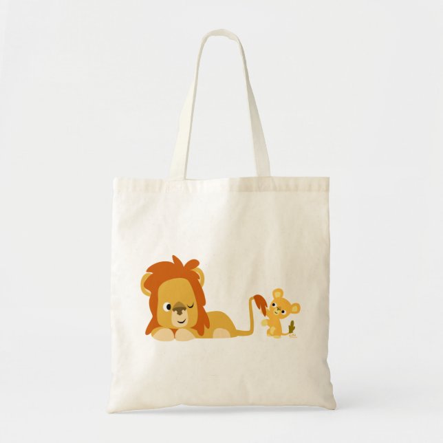 Bolsa Tote Pai de Leão de Cartoon e Saco de Cubo (Frente)