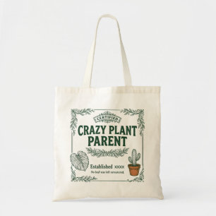 Bolsa Tote Pai/Mãe de Planta Louco(a) · Arte de Humor Botânic