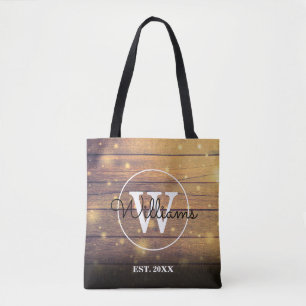 Bolsa Tote Painéis de Madeira Rústica Monograma