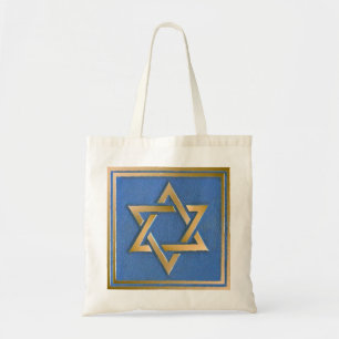Bolsa Tote Painel de Arte Estrela de Davi Azul Dourado