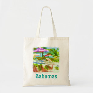 Bolsa Tote Painterly Tropical Bahama Beach Scene
