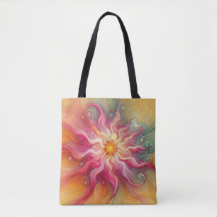 Bolsa Tote Paisagem Abstrata de Raios de Sol Rosa