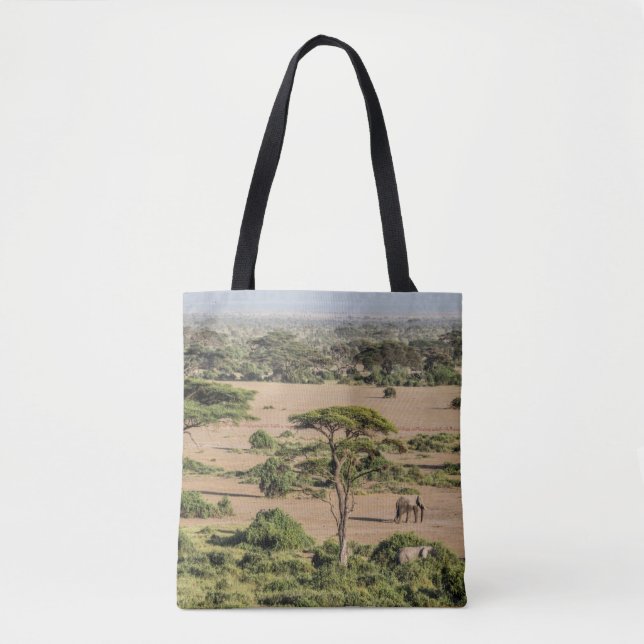 Bolsa Tote Paisagem Africana com Elefante (Frente)
